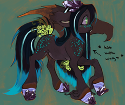 Size: 848x716 | Tagged: safe, artist:nezzypezzy, oc, oc only, pegasus, pony, crystal, fangs, fetlock tuft, solo, wings