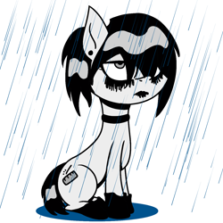 Size: 1280x1280 | Tagged: safe, artist:orange becrux, oc, oc only, oc:orange becrux, emo, femboy, goth, make-up, male, rain, sad