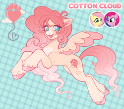 Size: 2048x1791 | Tagged: safe, artist:pinxpony, oc, oc only, oc:cotton cloud, pegasus, pony, g4, fusion, fusion:fluttershy, fusion:pinkie pie, pegasus oc, solo