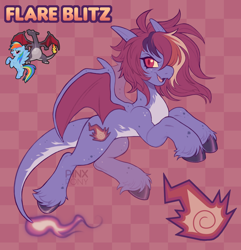 Size: 1700x1764 | Tagged: safe, artist:pinxpony, oc, oc only, oc:flare blitz, dracony, dragon, hybrid, pony, g4, fusion, fusion:charizard, fusion:rainbow dash, pokemon fusion, solo