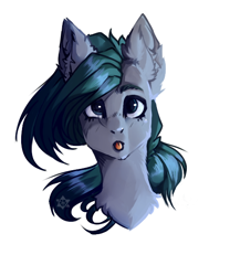 Size: 500x600 | Tagged: source needed, safe, artist:noizen, oc, oc only, oc:silri whiteriver, pony, bust, portrait, simple background, solo, tongue out, white background