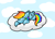 Size: 1211x882 | Tagged: safe, artist:zutcha, rainbow dash, pegasus, pony, g4, :3, cloud, cute, dashabetes, eyes closed, female, lying down, lying on a cloud, mare, on a cloud, outdoors, prone, remake, sky background, sleeping, sleeping on a cloud, sleepydash, solo, wings