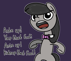 Size: 2048x1781 | Tagged: safe, artist:ewoudcponies, octavia melody, earth pony, pony, g4, bipedal, dialogue, female, mare, open mouth, outline, purple background, simple background, solo, white outline