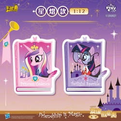 Size: 6250x6251 | Tagged: safe, princess cadance, twilight sparkle, alicorn, pony, g4, my little pony: friendship is magic, official, three's a crowd, badge, book, bust, castle, chinese, cutie mark, duo, duo female, feather pen, female, folded wings, glasses, harry potter (series), horn, kayou, merchandise, musical instrument, pen, portrait, spread wings, text, twilight sparkle (alicorn), wings