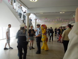 Size: 4608x3456 | Tagged: safe, artist:atalonthedeer, oc, oc:canni soda, human, galacon, 2013, fursuit, irl, irl human, photo, police, ponysuit