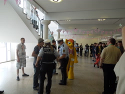 Size: 4608x3456 | Tagged: safe, artist:atalonthedeer, oc, oc:canni soda, human, galacon, 2013, fursuit, irl, irl human, photo, police, ponysuit