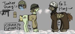 Size: 1153x524 | Tagged: safe, artist:chunk_spunk, oc, oc only, unnamed oc, earth pony, pony, 2nd armored, clothes, gun, helmet, snow, uniform, united states, weapon, world war ii