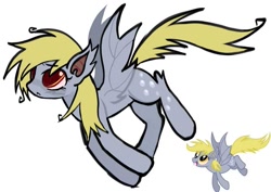 Size: 875x621 | Tagged: safe, artist:poniesinmyhead, derpy hooves, bat pony, pony, bat ponified, derpybat, female, flying, mare, race swap, reference used, simple background, solo, white background