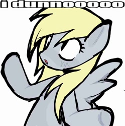 Size: 875x877 | Tagged: safe, artist:poniesinmyhead, derpy hooves, pegasus, pony, g4, bust, clueless, female, i dunno, mare, shrug, solo