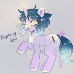 Size: 1080x1080 | Tagged: safe, artist:raspyjuani, oc, oc only, oc:raspberry star, pony, unicorn, doodle, gray background, heterochromia, horn, ponified, simple background, sketch, unicorn oc