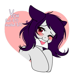 Size: 2000x2000 | Tagged: safe, artist:xcinnamon-twistx, oc, oc:cinnamon twist, :3, blushing, commission, cute, letter, love letter, messy mane, one eye closed, wink, your character here