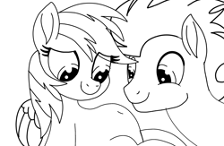 Size: 2139x1395 | Tagged: safe, artist:pinky cloudy, rainbow dash, soarin', pegasus, pony, g4, female, male, mare, movie accurate, preggo dash, pregnant, ship:soarindash, shipping, sketch, stallion, straight