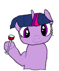 Size: 374x451 | Tagged: safe, artist:rapehorses, twilight sparkle, pony, g4, 1000 hours in ms paint, alcohol, champagne, champagne glass, drink, gentlecolt, glass, hat, meme, ms paint, serious hat, simple background, smug, soyjak, soyjak.party, white background, wine, wine glass, wojak