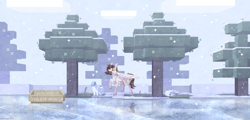 Size: 3000x1444 | Tagged: safe, artist:kreteen art, oc, oc only, oc:nyash, fox, boat, cute, frozen lake, minecraft, snow, snowfall