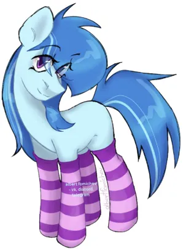 Size: 298x406 | Tagged: safe, artist:albertfomichev, oc, earth pony, pony, blue body, clothes, cute, earth pony oc, my little pony, simple background, socks, striped socks, white background