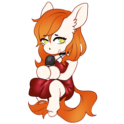 Size: 3000x3000 | Tagged: safe, artist:icrowler, oc, oc only, oc:shimmering song, earth pony, chibi, clothes, cute, dress, female, looking at you, microphone, singer