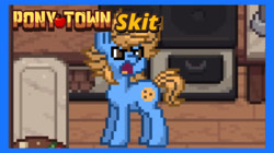 Size: 2266x1270 | Tagged: safe, oc, oc only, oc:blue cookie, earth pony, pony, pony town, angry, earth pony oc, link in description, male, open mouth, stallion, youtube thumbnail