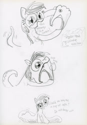 Size: 2091x3000 | Tagged: safe, artist:ja0822ck, oc, oc only, original species, snake, snake pony, cookie, female, food, mare, sketch, swallowing, traditional art