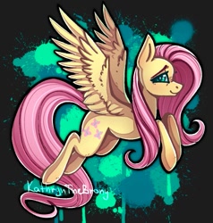 Size: 923x970 | Tagged: safe, artist:kathrynthebrony, part of a set, fluttershy, pegasus, pony, g4, abstract background, female, mare, smiling, solo, spread wings, wings