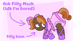 Size: 1920x1080 | Tagged: safe, artist:snowflakepone, button mash, earth pony, pony, g4, abdl, arrow, ballerina, ballet slippers, bow, diaper, diaper fetish, fetish, nervous, pink bow, poofy diaper, simple background, sissy, sissyfication, sweat, sweatdrops, walking