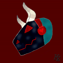 Size: 4224x4224 | Tagged: safe, artist:khatl, cyborg, hybrid, original species, protogen, horns, red eyes