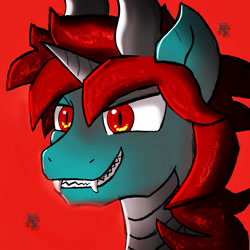 Size: 2048x2048 | Tagged: safe, artist:khatl, dracony, dragon, hybrid, unicorn, fangs, horn, icon, specie:dracorn