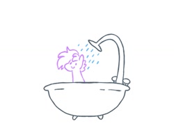 Size: 1037x764 | Tagged: safe, artist:sekuponi, oc, oc only, oc:sweet vibes, earth pony, pony, bathtub, female, mare, shower, showering, simple background, sketch, smiling, solo, white background