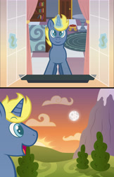 Size: 3300x5100 | Tagged: safe, artist:artisticwerks, oc, oc:mythic blue hope, pony, unicorn, absurd resolution, horn, life's a breeze, magic, moon, solo, sun