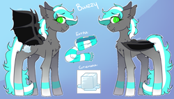 Size: 2081x1191 | Tagged: safe, artist:amiicommissions, oc, oc:bwizzy, bat pony, pony, female, mare, reference sheet, solo