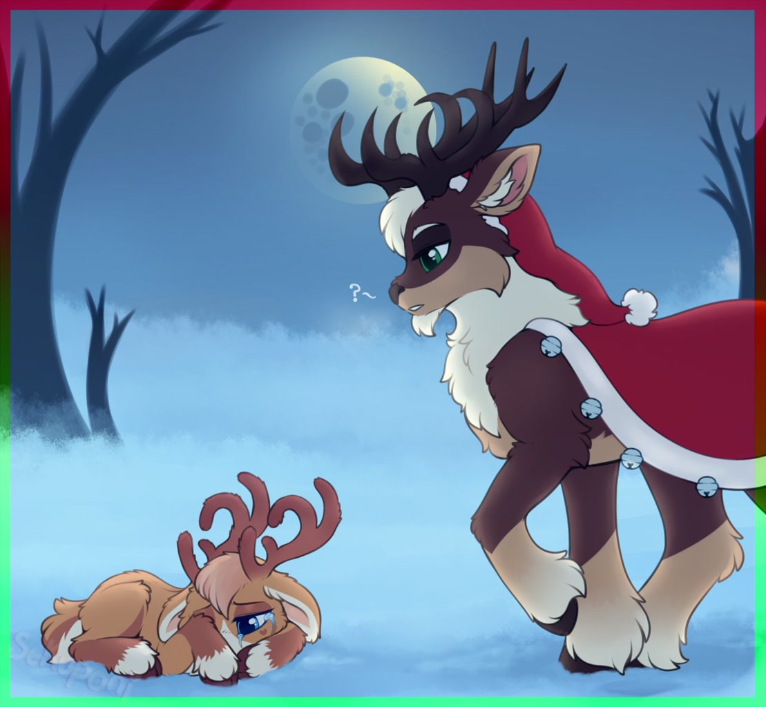 Rodolph Hooves #3538744 - safe, artist:sekuponi, deer, deer pony, hybrid, original ...