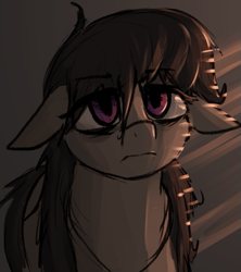 Size: 447x503 | Tagged: safe, artist:sleepyhoers, octavia melody, earth pony, pony, g4, bags under eyes, blinds, female, grumpy, mare, simple background, solo, tired