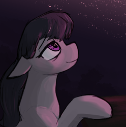 Size: 1800x1818 | Tagged: safe, artist:sleepyhoers, octavia melody, earth pony, pony, g4, bags under eyes, female, mare, night, smiling, solo, stars