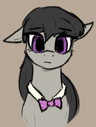 Size: 300x400 | Tagged: safe, artist:sleepyhoers, octavia melody, earth pony, pony, g4, bowtie, bust, collar, female, looking at you, lowres, mare, simple background, solo