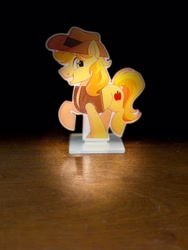 Size: 3024x4032 | Tagged: safe, artist:slushpony, braeburn, pony, g4, looking at you, male, photo, smiling, solo, solo male, stage light, stallion, standee, two toned mane