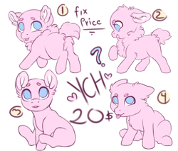 Size: 2700x2300 | Tagged: safe, artist:roselord, artist:roses, earth pony, pegasus, pony, g4, advertisement, auction, auction open, chibi, commission, commission info, commission open, cute, fix price, love, pink, small, tiny, ych example, ych result, ych sketch, your character here