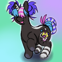 Size: 4096x4096 | Tagged: safe, artist:mrmega57, oc, oc only, oc:pop-rox, unicorn, covered eyes, female, horn, solo, solo female, stripes