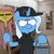 Size: 1080x1080 | Tagged: safe, artist:plum, artist:plumt-t, trixie, unicorn, semi-anthro, g4, annoyed, bucket, clothes, female, fluttermop, hoof hold, horn, looking up, mare, mcdonald's, mop, solo, uniform