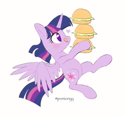 Size: 1000x932 | Tagged: safe, artist:sion, twilight sparkle, alicorn, pony, g4, burger, eyes on the prize, female, food, hay burger, licking, licking lips, mare, that pony sure does love burgers, tongue out, twilight burgkle