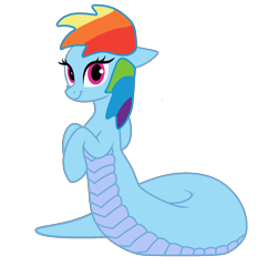 Size: 1598x1598 | Tagged: safe, artist:jadeharmony, rainbow dash, lamia, pony, g4, alternate hairstyle, base used, cute, dashabetes, female, lamiafied, mare, smiling, solo, species swap