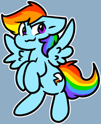 Size: 661x809 | Tagged: safe, artist:zutcha, rainbow dash, pegasus, pony, g4, blue background, female, flying, mare, outline, simple background, solo, spread wings, white outline, wings