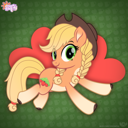 Size: 2000x2000 | Tagged: safe, artist:lovinglypromise, applejack, pony, g4, alternate design, braid, hat, solo