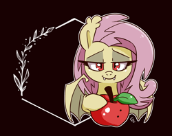 Size: 1826x1444 | Tagged: safe, artist:lou, fluttershy, bat pony, g4, apple, bat ponified, flutterbat, food, race swap