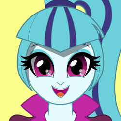 Size: 2560x2560 | Tagged: safe, alternate version, artist:cybersquirrel, sonata dusk, human, equestria girls, g4, bust, cute, female, high res, simple background, smiling, solo, sonatabetes