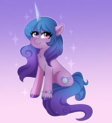 Size: 2428x2671 | Tagged: safe, artist:emera33, izzy moonbow, pony, unicorn, g5, female, gradient background, horn, mare, solo