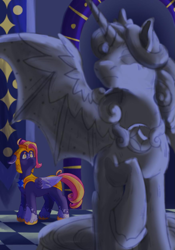 Size: 817x1169 | Tagged: safe, artist:boopsamillion, oc, alicorn, pegasus, armor, helmet, royal guard, solo, statue, zine:fanzines r magic volume 1