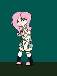 Size: 1500x2000 | Tagged: safe, artist:cosmicartist-2000, fluttershy, human, g4, female, humanized, pigeon toed, shy, solo