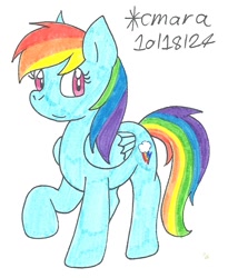 Size: 772x942 | Tagged: safe, artist:cmara, rainbow dash, pegasus, g4, female, simple background, solo, white background