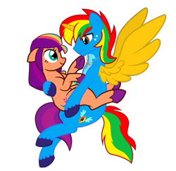 Size: 1052x1023 | Tagged: safe, artist:shieldwingarmorofgod, sunny starscout, oc, oc:shield wing, g5, canon x oc, female, flying, male, mane stripe sunny, shipping, simple background, straight, transparent background, vector