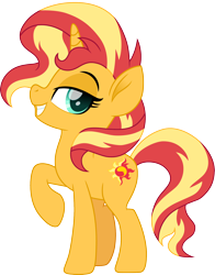 Size: 1410x1800 | Tagged: safe, artist:cloudy glow, sunset shimmer, pony, unicorn, g4, female, horn, mare, proud, simple background, solo, transparent background, vector