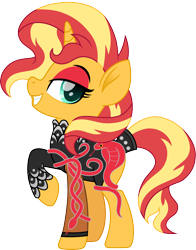 Size: 1410x1800 | Tagged: safe, artist:cloudy glow, sunset shimmer, unicorn, g4, chinese new year, eyeshadow, female, horn, makeup, mare, solo, year of the snake